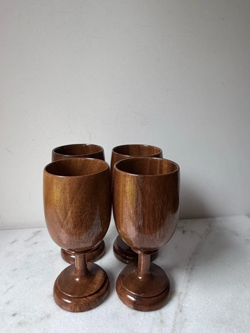 Waikiki Woods Monkey Pod Hawaii Vintage 6” Goblets Lot of 4…